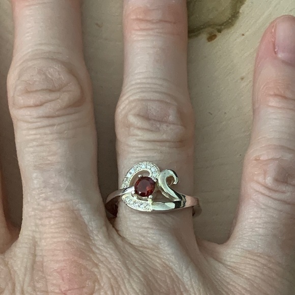 Natural Rhodolite Garnet Silver Ring - Picture 8 of 9